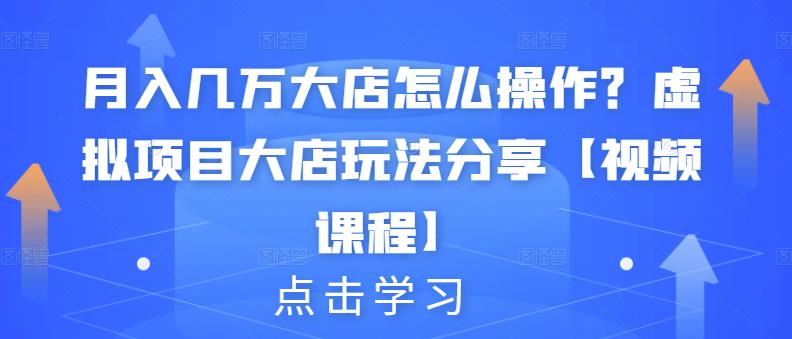 月入几万大店怎么操作？虚拟项目大店玩法分享【视频课程】-牵机网