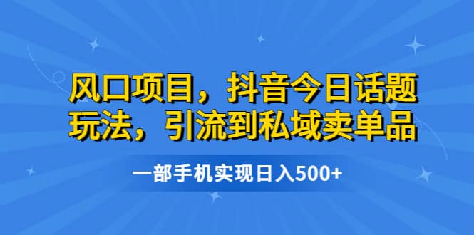 风口项目，抖音今日话题玩法，引流到私域卖单品，一部手机实现日入500+-牵机网