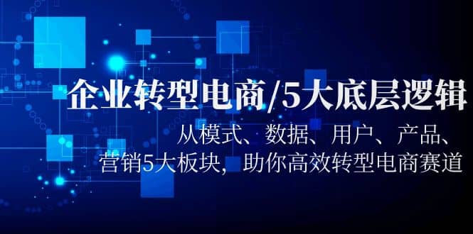 企业转型电商/5大底层逻辑，从模式 数据 用户 产品 营销5大板块，高效转型-牵机网