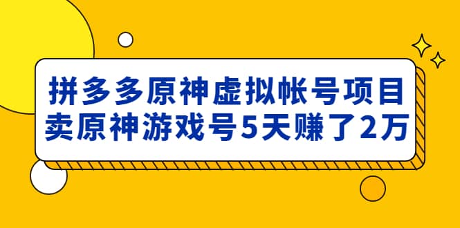 外面卖2980的拼多多原神虚拟帐号项目-牵机网