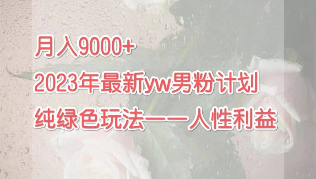 月入9000+2023年9月最新yw男粉计划绿色玩法——人性之利益-牵机网