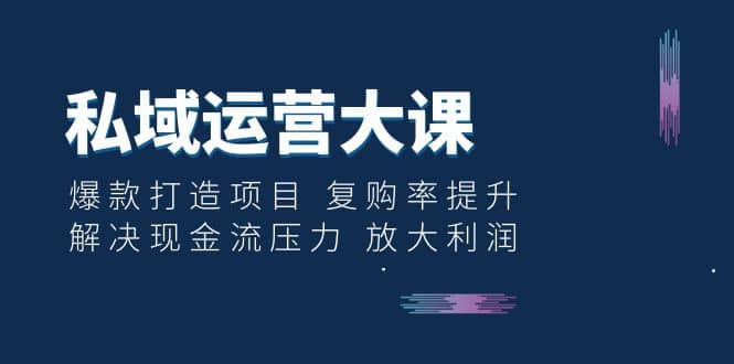 私域运营大课：爆款打造项目 复购率提升 解决现金流压力 放大利润-牵机网