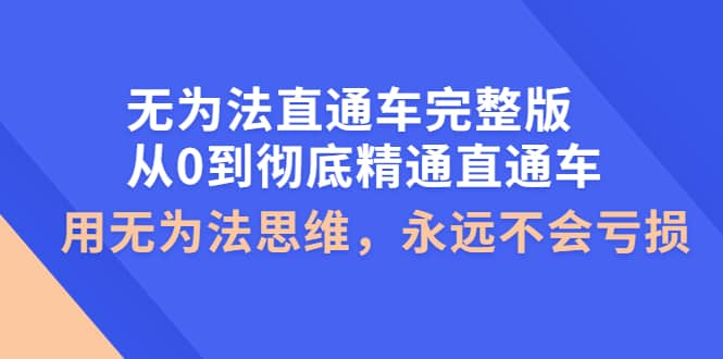 无为法直通车完整版：从0到彻底精通直通车，用无为法思维，永远不会亏损-牵机网