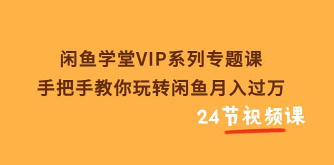 闲鱼学堂VIP系列专题课：手把手教你玩转闲鱼月入过万（共24节视频课）-牵机网