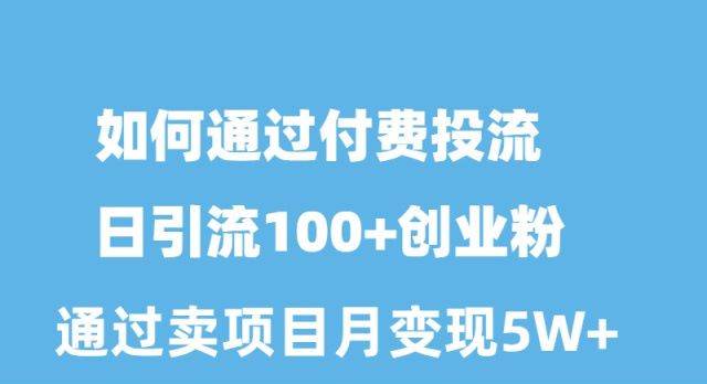 如何通过付费投流日引流100+创业粉月变现5W+-牵机网