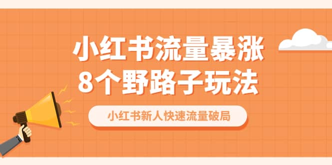 小红书流量-暴涨8个野路子玩法：小红书新人快速流量破局（8节课）-牵机网