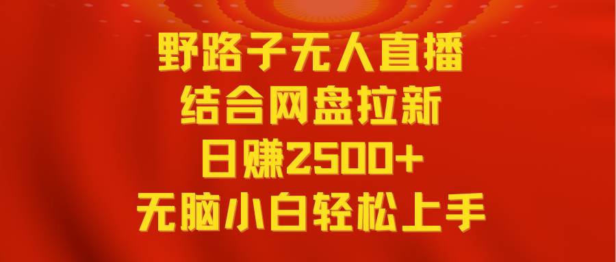 无人直播野路子结合网盘拉新，日赚2500+多平台变现，小白无脑轻松上手操作-牵机网