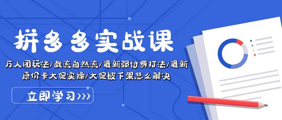 拼多多·实战课：万人团玩法/截流自然流/最新强付费打法/最新原价卡大促..-牵机网