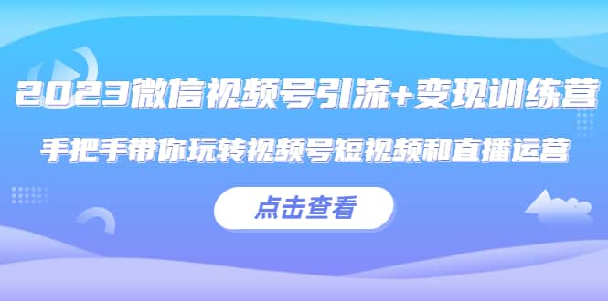 2023微信视频号引流+变现训练营：手把手带你玩转视频号短视频和直播运营-牵机网