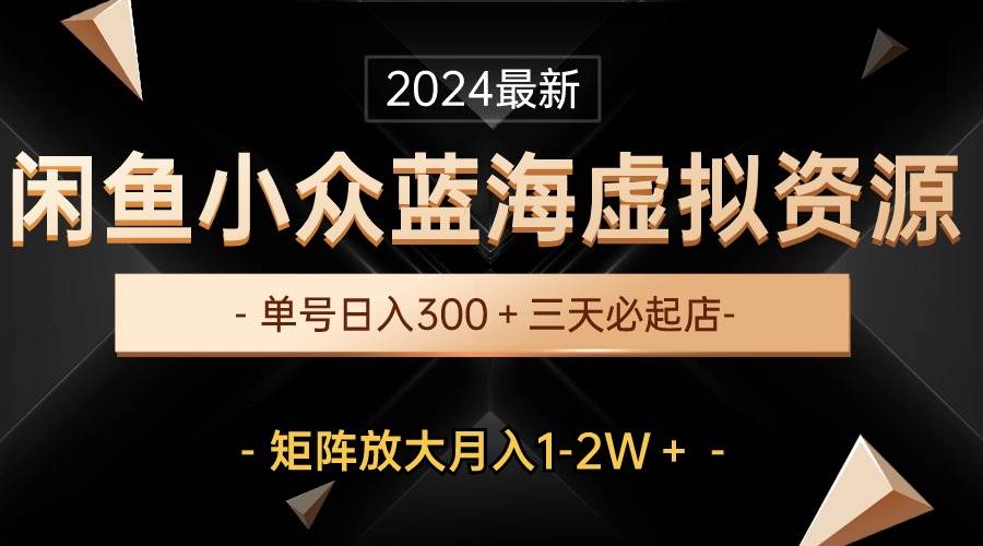 最新闲鱼小众蓝海虚拟资源，单号日入300＋，三天必起店，矩阵放大月入1-2W-牵机网