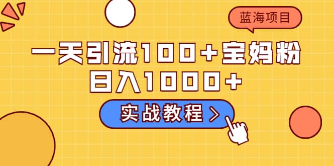 一天引流100+宝妈粉，日入1000+的蓝海项目（实战教程）-牵机网