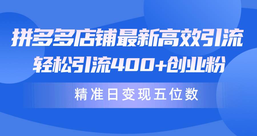 拼多多店铺最新高效引流术，轻松引流400+创业粉，精准日变现五位数！-牵机网