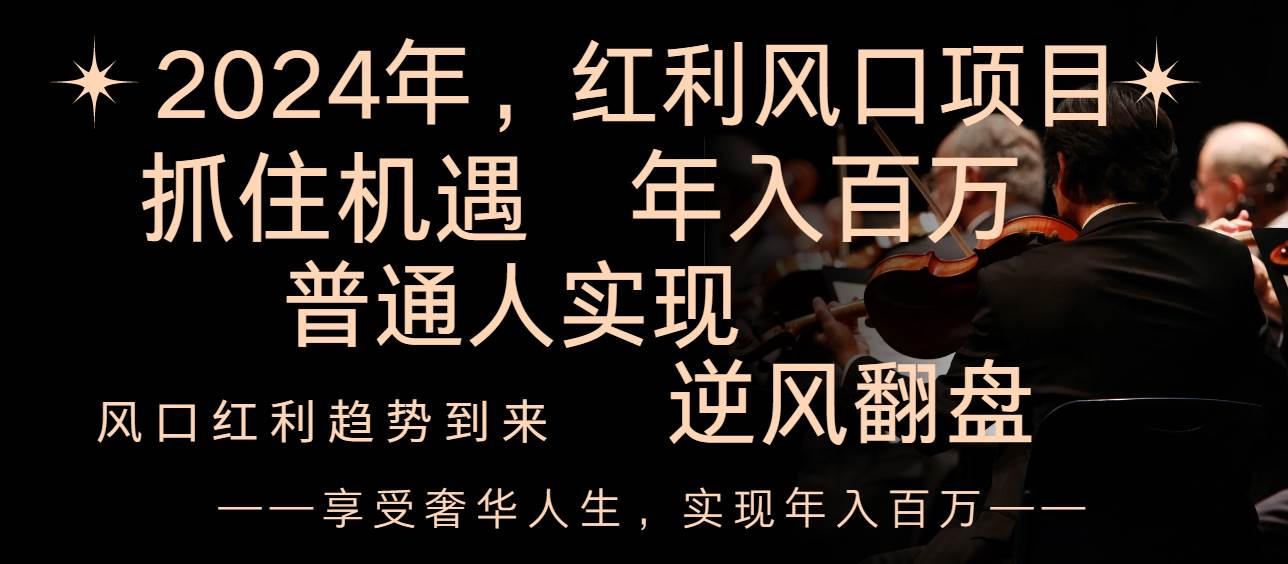 2024红利风口项目来袭，享受第一波红利，逆风翻盘普通人也能实现，年入百万-牵机网