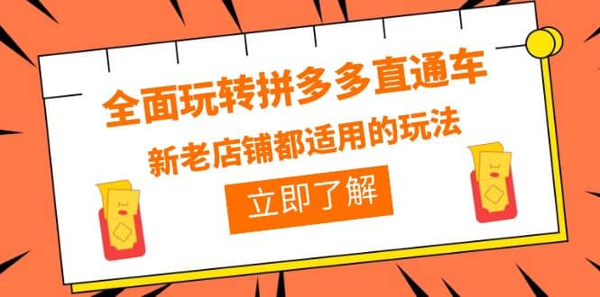 全面玩转拼多多直通车，新老店铺都适用的玩法（12节精华课）-牵机网