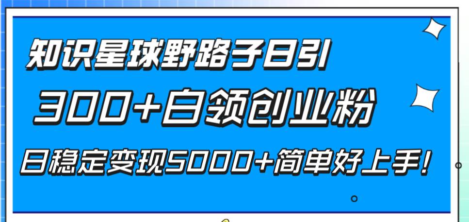 知识星球野路子日引300+白领创业粉，日稳定变现5000+简单好上手！-牵机网