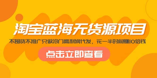 淘宝蓝海无货源项目，不囤货不推广只做冷门高利润代发-牵机网