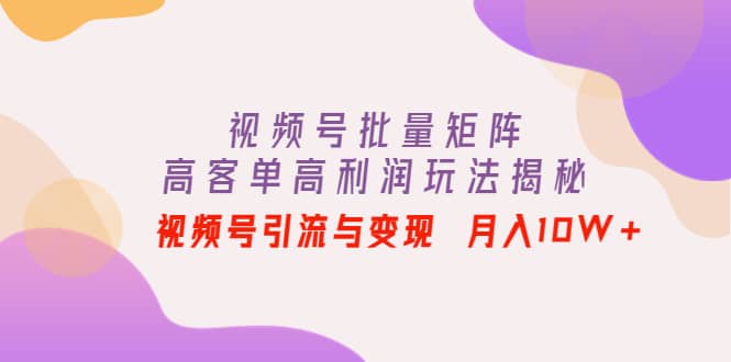 视频号批量矩阵的高客单高利润玩法揭秘-牵机网