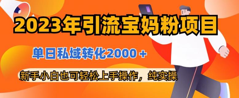 2023年引流宝妈粉项目，单日私域转化2000＋，新手小白也可轻松上手操作，纯实操-牵机网
