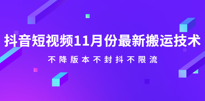 抖音短视频11月份最新搬运技术，不降版本不封抖不限流！【视频课程】-牵机网