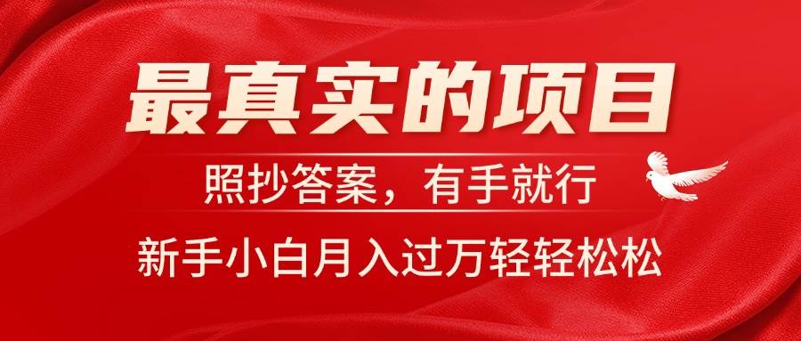 最真实的项目，照抄答案，有手就行，新手小白月入过万轻轻松松-牵机网