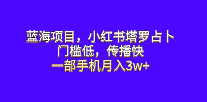 蓝海项目，小红书塔罗占卜，门槛低，传播快，一部手机月入3w+-牵机网