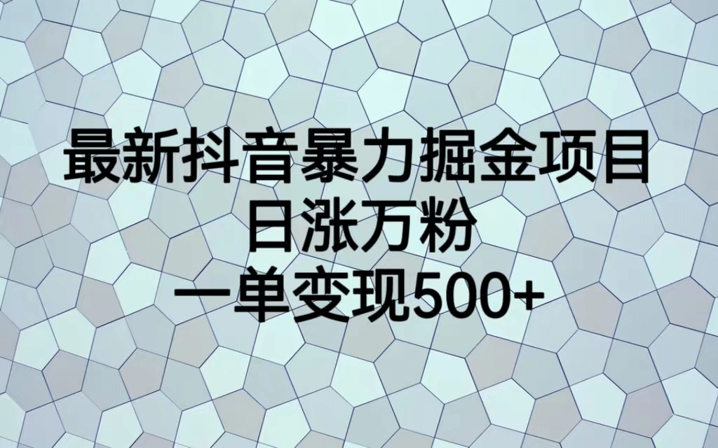 最火热的抖音暴力掘金项目，日涨万粉，多种变现方式，一单变现可达500+-牵机网