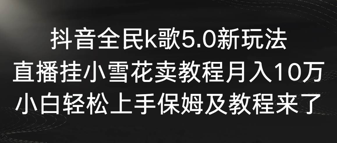 抖音全民k歌5.0新玩法，直播挂小雪花卖教程月入10万，小白轻松上手，保…-牵机网