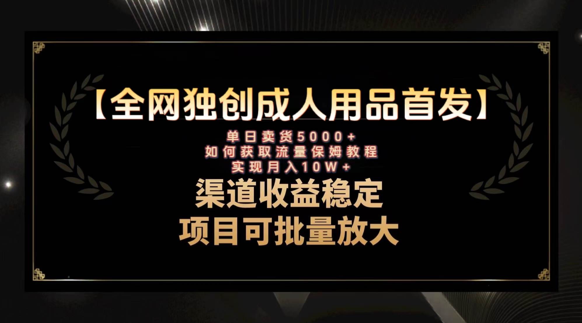 最新全网独创首发，成人用品赛道引流获客，月入10w保姆级教程-牵机网