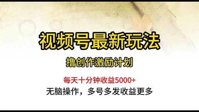 视频号最新玩法，每日一小时月入5000+-牵机网