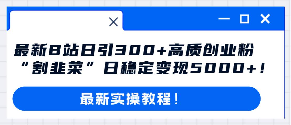 最新B站日引300+高质创业粉教程！“割韭菜”日稳定变现5000+！-牵机网