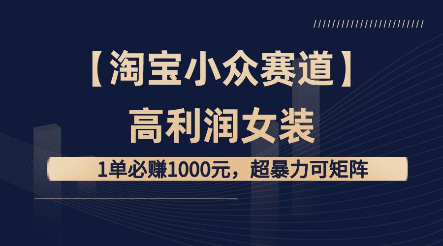 【淘宝小众赛道】高利润女装：1单必赚1000元，超暴力可矩阵-牵机网