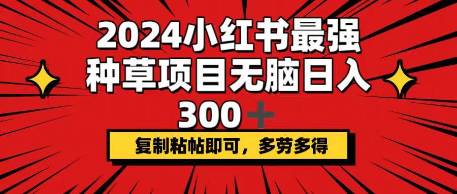 2024小红书最强种草项目，无脑日入300+，复制粘帖即可，多劳多得-牵机网