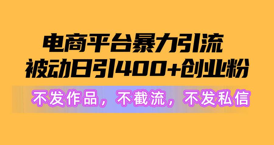 电商平台暴力引流,被动日引400+创业粉不发作品，不截流，不发私信-牵机网