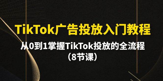TikTok广告投放入门教程，从0到1掌握TikTok投放的全流程（8节课）-牵机网