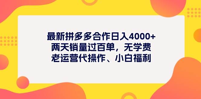 最新拼多多项目日入4000+两天销量过百单，无学费、老运营代操作、小白福利-牵机网