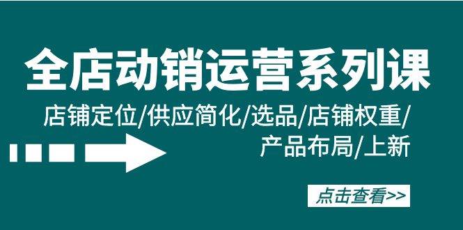 全店·动销运营系列课：店铺定位/供应简化/选品/店铺权重/产品布局/上新-牵机网