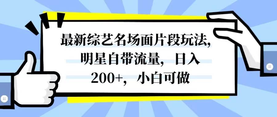 最新综艺名场面片段玩法，明星自带流量，日入200+，小白可做-牵机网