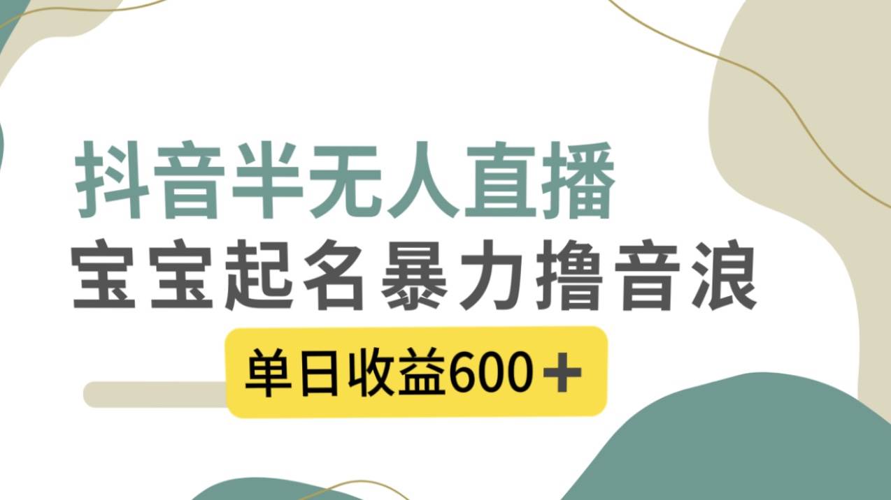 抖音半无人直播，宝宝起名，暴力撸音浪，单日收益600+-牵机网