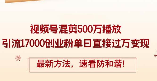 精华帖视频号混剪500万播放引流17000创业粉，单日直接过万变现，最新方…-牵机网