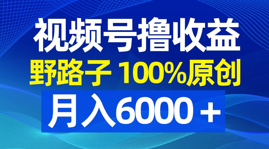 视频号野路子撸收益，100%原创，条条爆款，月入6000＋-牵机网