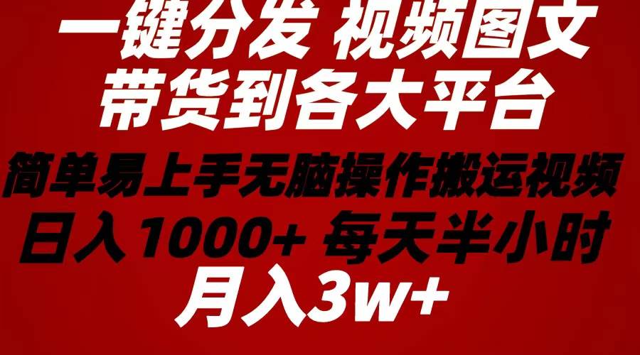 2024年 一键分发带货图文视频  简单易上手 无脑赚收益 每天半小时日入1…-牵机网