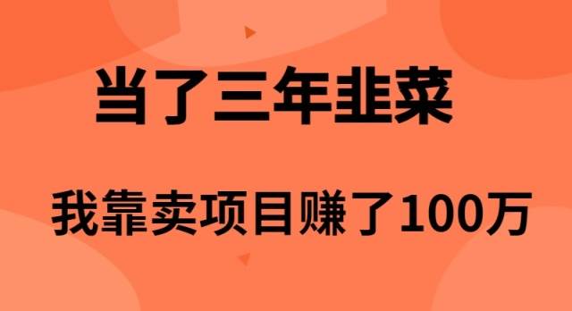 当了3年韭菜，我靠卖项目赚了100万-牵机网