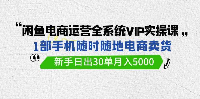 闲鱼电商运营全系统VIP实战课，1部手机随时随地卖货，新手日出30单月入5000-牵机网
