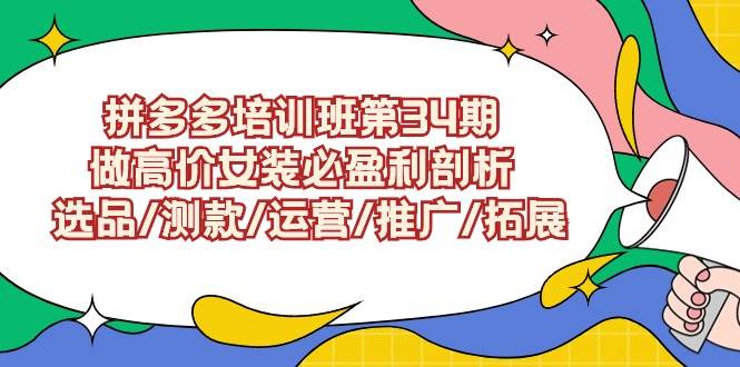 拼多多培训班第34期：做高价女装必盈利剖析  选品/测款/运营/推广/拓展-牵机网