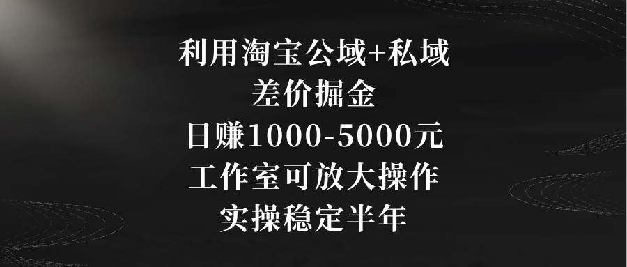 利用淘宝公域+私域差价掘金，日赚1000-5000元，工作室可放大操作，实操…-牵机网