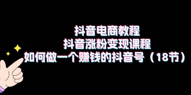 抖音电商教程：抖音涨粉变现课程：如何做一个赚钱的抖音号（18节）-牵机网