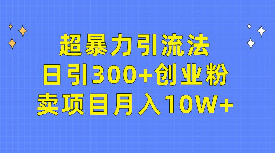 超暴力引流法，日引300+创业粉，卖项目月入10W+-牵机网