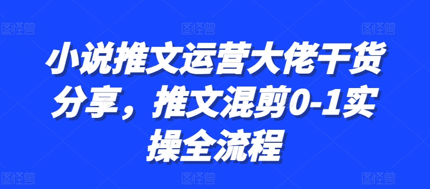 小说推文运营大佬干货分享，推文混剪0-1实操全流程-牵机网