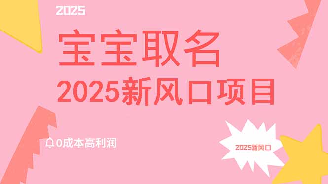 2025新风口项目宝宝取名，0成本高利润，附保姆级教程，月入过万不是梦-牵机网
