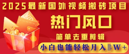 2025最新视频搬砖项目，热门风口，简单去重剪辑，小白也能轻松月入过W-牵机网